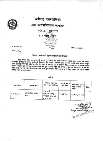 आशयको सूचन संसोधन सम्बन्धमा